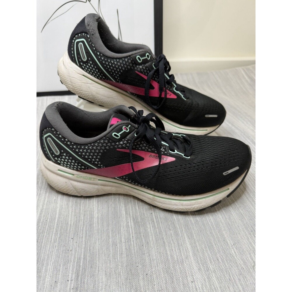 Brooks Womens Ghost 14 1203561B013 Black Pink Running Shoes Sneakers Size 8